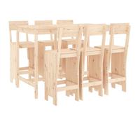 (natural pine) vidaXL Garden Bar Set Outdoor Bar Table Set Bar Stool 7 Piece Solid Wood Pine