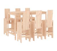 (natural pine) vidaXL Garden Bar Set Outdoor Bar Table Set Bar Stool 7 Piece Solid Wood Pine