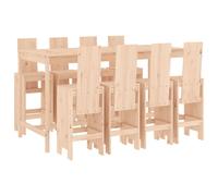 (natural pine) vidaXL Garden Bar Set Outdoor Bar Table Set Bar Stool 9 Piece Solid Wood Pine