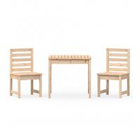 (natural pine) vidaXL Garden Bistro Set Patio Table and Chair Wooden 3 Piece Solid Wood Pine