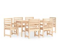 (natural pine) vidaXL Garden Dining Set Outdoor Table and Chair Set 7 Piece Solid Wood Pine