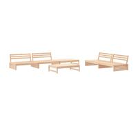 (natural pine) vidaXL Garden Lounge Set Outdoor Modular Sofa Set 6 Piece Solid Wood Pine