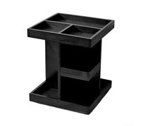 Natural Pine Wood Revolving Storage Rack 21.5cm Brown(Black square) | 3 tiers, 9 slots, holds cologne watches sunglasses, smooth spin, easy access