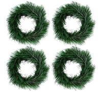 Natural Pine Wreath - 4 Pieces Christmas Party Decorations, Artificial Needles for DIY Garland, Christmas Tree, Door, Dinner Table Decor