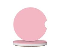 Natural Pink Ceramic Car Coasters - 2-Piece Set of Absorbent Beverage Coasters for Cup Holders, Black