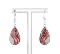 Natural Pink Crazy Lace Agate Gemstone 24X14mm Dangle Earring |LK_SDAN_0313
