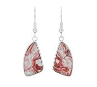 Natural Pink Crazy Lace Agate Gemstone 24X14mm Dangle Earring |LK_SDAN_0639