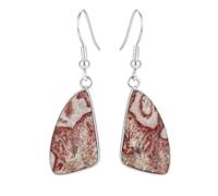 Natural Pink Crazy Lace Agate Gemstone 24X15mm Dangle Earring |LK_SDAN_0312