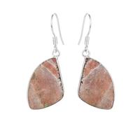 Natural Pink Crazy Lace Agate Gemstone 25X17mm Dangle Earring |LK_SDAN_0370