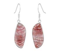 Natural Pink Crazy Lace Agate Gemstone 29X13mm Dangle Earring |LK_SDAN_0399