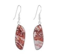 Natural Pink Crazy Lace Agate Gemstone 30X12mm Dangle Earring |LK_SDAN_0454