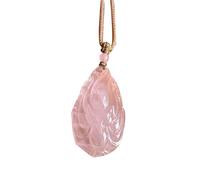 Natural Pink Crystal Nine-Tailed Fox Pendant Necklacefor Women Yoga Genuine Jade 1