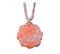 Natural Pink Jade Necklace for Women Hand-Carved Lucky Charm Gift,Natural Peach Blossom Golden Silk Jade Pendant,pink