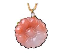 Natural Pink Jade Necklace for Women Hand-Carved Lucky Charm Gift,Natural Peach Blossom Golden Silk Jade Pendant,pink2