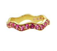 Natural Pink Sapphire Gemstone Zig Zag Pattern 925 Solid Sterling Silver Yellow Gold Plated Wave Style Engagement Ring N 1/2 Mother’s Day Necklaces