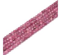 Natural Pink Tourmaline 4mm Faceted Round Beads Loose Beads 16 Inch for Jewelry Making Beads