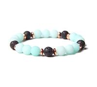 Natural Pink Zebra Stone Beads Bracelet 8mm Lava Volcanic Beaded Charm Bracelet Jewelry Fit for Women Men Friendship Bracelet Specific (Size : 19CM, Color : Antique Bronze Plated)