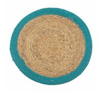 Natural Place Mat Jute & Cotton 30cm Teal Border Dining Table Decoration Mats