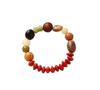 Natural Plant Bodhi Bracelet - Single Circle Multi-Precious Stone Beaded Bracelet for Men Women, Spiritual Healing Crystal Energy Yoga Meditation Accessory