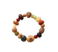 Natural Plant Bodhi Bracelet - Single Circle Multi-Precious Stone Beaded Bracelet for Men Women, Spiritual Healing Crystal Energy Yoga Meditation Accessory