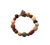 Natural Plant Bodhi Bracelet - Single Circle Multi-Precious Stone Beaded Bracelet for Men Women, Spiritual Healing Crystal Energy Yoga Meditation Accessory