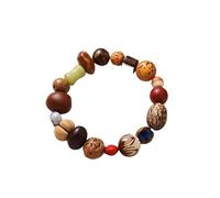 Natural Plant Bodhi Bracelet - Single Circle Multi-Precious Stone Beaded Bracelet for Men Women, Spiritual Healing Crystal Energy Yoga Meditation Accessory