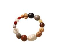 Natural Plant Bodhi Bracelet - Single Circle Multi-Precious Stone Beaded Bracelet for Men Women, Spiritual Healing Crystal Energy Yoga Meditation Accessory