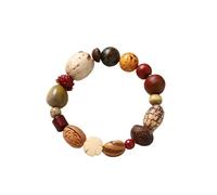 Natural Plant Bodhi Bracelet - Single Circle Multi-Precious Stone Beaded Bracelet for Men Women, Spiritual Healing Crystal Energy Yoga Meditation Accessory