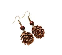 Natural Plant Seed Fruit Earrings for Women Boho Vintage Handmade Oak Fruit Wood Beads Earrings, Wood, No Gemstone
