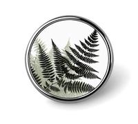 Natural Plant Silhouette Fern Leaf Badge Holder Exquisite Round Badge with Picture Pin DIY Button Badges Personalized Metal Button Pin Fashion Brooch Crafts Gifts Clothes Decorative Pins