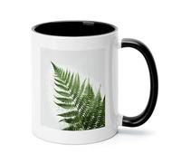 Natural Plant Silhouette Fern Leaf Ceramic Coffee Mug with Handle 11 Ounces, Porcelain Mug Coffee Cup Tea Mug Water Cup Ideal for Coffee,Tea,Latte,Cappuccino,Microwave & Dishwasher Safe Unique Gift Cu