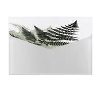 Natural Plant Silhouette Fern Leaf File Folder with Snap&6 Pockets Reusable File Organizer Portable Document Paper Bill Receipt Organizer Plastic Envelopes for Office College Letter Size