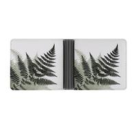 Natural Plant Silhouette Fern Leaf Leather Wallet for Men Women, Minimalist Bifold Wallet, RFID Blocking Front Pocket Wallets Credit Card Holder Coin Purse Slim Billfold for Travel Work Daily, Gift