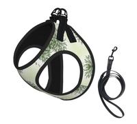 Natural Plant Silhouette Fern Leaf Pet Leash Vest For Small Dogs Cats Reflective Adjustable Soft Outdoor Walking Hiking Training
