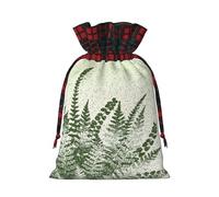 Natural Plant Silhouette Fern Leaf Print Reusable Gift Drawstring Decor Bag Holiday Party Favor Pouches Wedding Seasonal