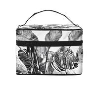 Natural Plant Silhouette Fern Leaf -Print Waterproof Cosmetic Bag for Travel & Gym - Large Makeup Organizer Compartments, Premium Twill Fabric, Leak-Proof Design