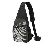 Natural Plant Silhouette Fern Leaf Printed Chest Bag Sling Bag for Men Women, Outdoor Crossbody Fanny Packs Hiking Chest Packs Sport Daypacks