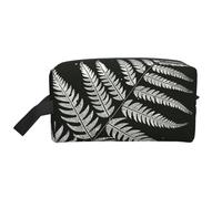 Natural Plant Silhouette Fern Leaf Printed Makeup Bag Travel Portable Cosmetic Bag Large Capacity Makeup Case Toiletry Handbag Organiser for Women