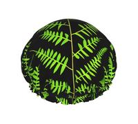 natural plant silhouette fern leaf Printed Reusable Bathing Cap, Dual Layer Hair Cover For Long Thick Hair, 10.6in Headgear