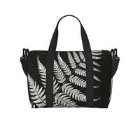 Natural Plant Silhouette Fern Leaf Printed Travel Bag Duffle Bag for Men Women, Large Water Resistant Gym Bag Weekend Holdall Bag with Shoulder Strap