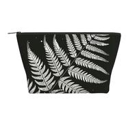 Natural Plant Silhouette Fern Leaf Printed Travel Makeup Bag Trapeze Cosmetic Bag Makeup Case Toiletry Bag Organiser for Women
