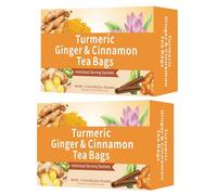 Natural Plants Turmeric Ginger Cinnamon Powder Tea Bag - 30 Count Individual Servings For Daily Wellness Support(2pcs)