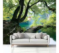Natural Plitvice Lakes National Park Croatia Non-Woven Wallpaper 400 x 280 cm Bedroom Wall Mural, Green Photo Wallpaper Poster Wall Covering, for Children’s Room Home Restaurant Living Room Hallway