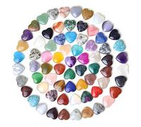 Natural Polished Heart-Shaped Gemstone Set-12 Healing Crystals For Love&Affection, Includes Gift Card, Meaningful Present For Loved Ones(12pcs)