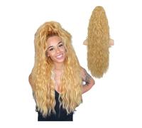 Natural Ponytail Extension Long Water Wavy Claw Ponytail Synthetic Clip in Fake Tai Hair Extension Curly Wave Perfect Looking(27-613)