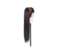 Natural Ponytail Synthetic Long Straight Hair Extension Drawstring Fluffy Ponytail Clip In Hair Extension Perfect Looking(Natural Black)