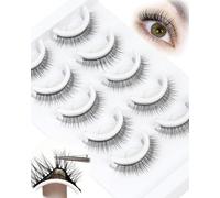 Natural Pre Glued Lashes Self Adhesive Eyelashes 5 Pairs Pack Short Strip False Lashes Wispy No Glue Eyelashes Reusable and Comfortable for beginners by Obeyalash (L08)