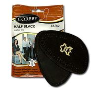 Natural Premium Lather Halfled HALF WHITE or BLACK Slim Insole Creaor Shoes And Boots, Extra Leather, All Sizesm Colour Prevent Blister & Rubbing in Heels (Women 2-3 UK- 35/36 EU, Black)