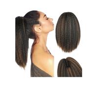 Natural Puff Afro Ponytail Clip-in Cornrow Synthetic Hair Natural African Style, Fluffy Long Hairpiece Perfect Looking(T1B/30,28inches)