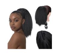 Natural Puff Afro Ponytail Clip-in Cornrow Synthetic Hair Natural African Style, Fluffy Long Hairpiece Perfect Looking(#1B,16inches)